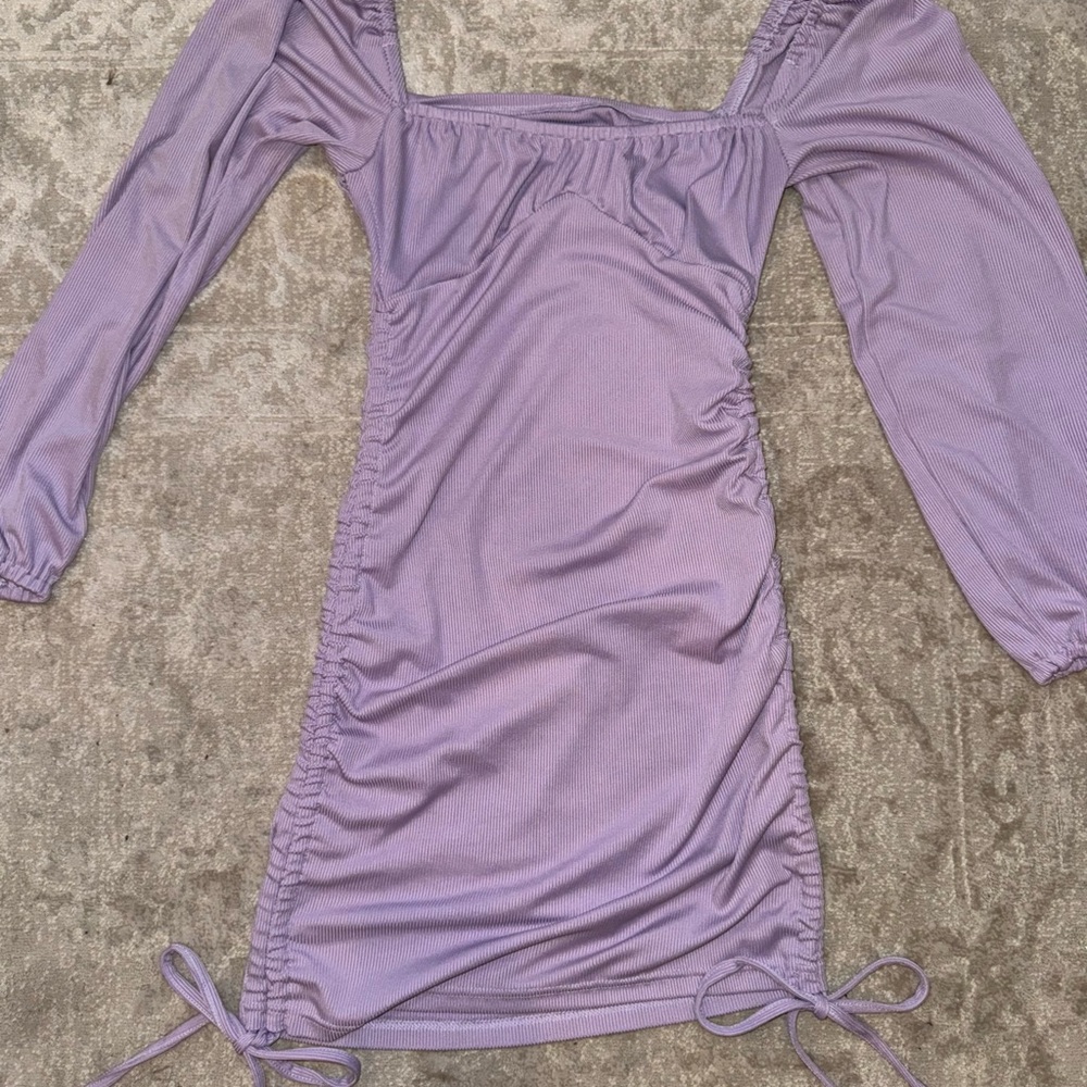 Purple Long Sleeve Mini Dress